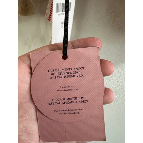 Raissa | Anthropologie NWT Ruffled Embroidered Cropped Blouse Beige Pink Red - Picture 13 of 14